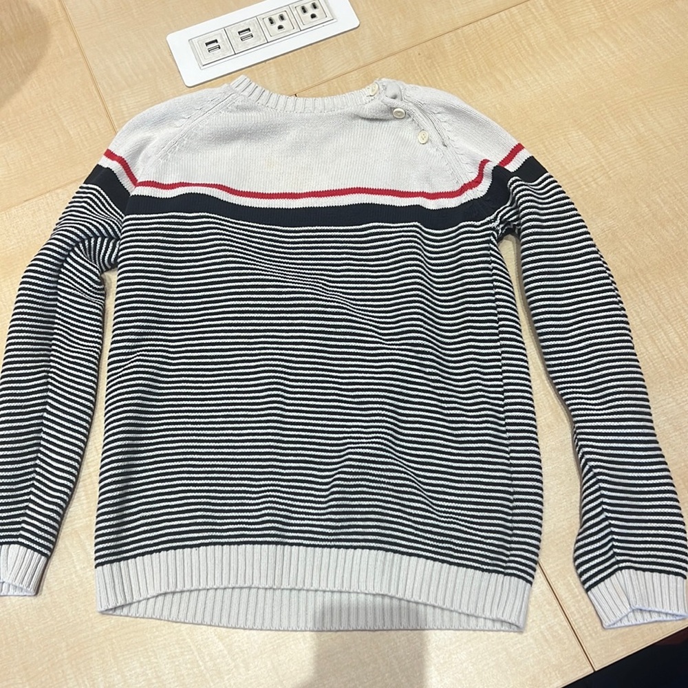 Mango Kids Striped Wool Sweater With Button Detail